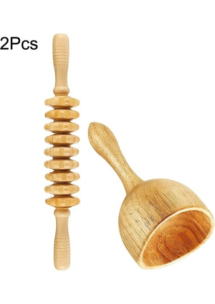 2 Adet Ahşap Vücut Maderoterapi Sırt Masajı Silindiri Tekerlek Selülit Önleyici Gua Sha Masaj Aletleri Maderoterapi Kiti Indirgeyici Masaj (Yurt Dışından)