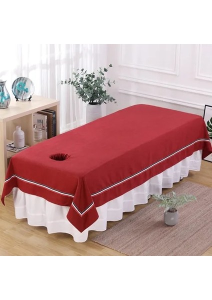 Bordo 135CM245CM Yeni Yatak Örtüsü Dört Mevsim Evrensel Güzellik Salonu Yatağı Saf Pamuk Çarşaf Sağlık Spa Özel Yüz Delikli Masaj Masası (Yurt Dışından)