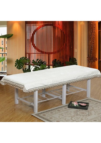 Sütlü Beyaz Dantel Delik 120CM230CM Pamuk Şönil Çift Taraflı Kısa Kazık Dantel Kalınlaşmak Güzellik Vücut Yatak Örtüsü Masaj Çarşafı (Yurt Dışından)