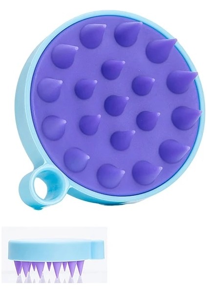 Mor Düz Mavi Silikon Şampuan Saç Derisi Saç Masajı Kafa Vücut Saç Derisi Masaj Fırçası Tarak Saç Yıkama Tarağı Duş Fırçası Banyo Spa Masaj Fırçası (Yurt Dışından)