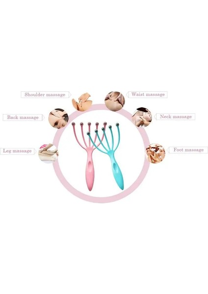 Pembe 1 Adet Beş Parmak Relax Masaj Kafa Saç Düzenlenen Spa Saç Derisi Boyun Stres Serbest Bırakma Kafa Doktor Çelik Bilyalı Masaj Gevşeme (Yurt Dışından)