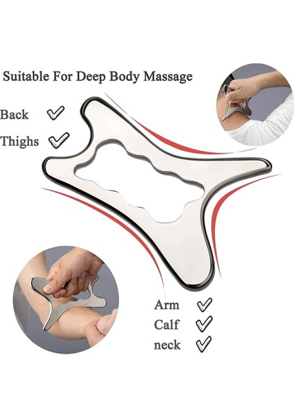 B4 Yükseltme Paslanmaz Çelik Gua Sha Masaj Aletleri Metal Kazıma Bıçağı Masaj Rahatlatıcı Yumuşak Doku Için, Baş, Boyun, Sırt Ağrısını Azaltın (Yurt Dışından)