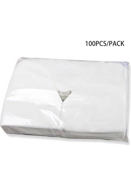 Beyaz 100 Adet Tek Kullanımlık Yüz Beşik Kapakları Spa Masaj Masa Çarşafları Kafalık Pedleri Yastık Delik Kapağı Masaj Masası Masaj Koltuğu (Yurt Dışından)