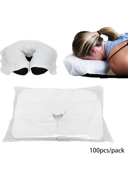 Beyaz 100 Adet Tek Kullanımlık Yüz Beşik Kapakları Spa Masaj Masa Çarşafları Kafalık Pedleri Yastık Delik Kapağı Masaj Masası Masaj Koltuğu (Yurt Dışından) fiyatları