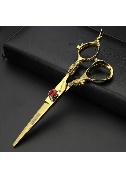 6 Inç Kesme Altın Kuaför Makası 6/5.5 Inç Yakut Vida Profesyonel Kesme ve Inceltme Makası Kuaför Özel Saç Kesimi Aletleri (Yurt Dışından)