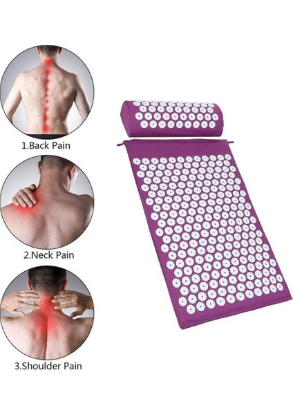 Bir Set Yeşil Akupunktur Mat ve Yastık Seti Masaj Mat Sırt ve Boyun Kas Gevşeme Masaj Minderi Için Ayrı Yastık ile Yoga Başak Mat (Yurt Dışından)