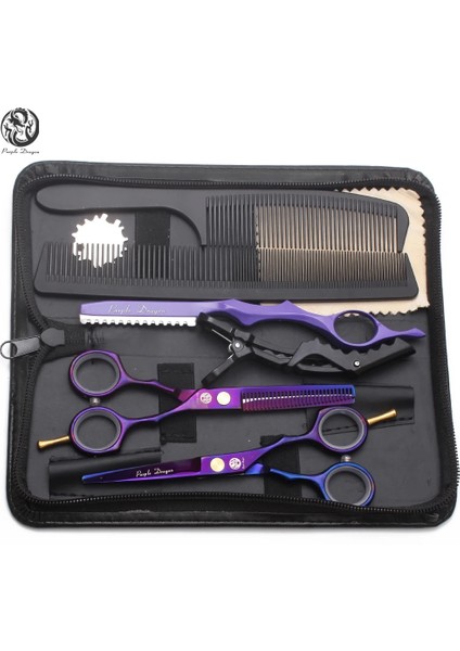 Z1104 Lv 6 P 5.5y Takım Elbise 5.5 "paslanmaz Mor Ejderha Menekşe Berber Makas Kesme Makası Inceltme Makas Kuaförlük Malzemeleri Saç Makası Z1104 (Yurt Dışından)