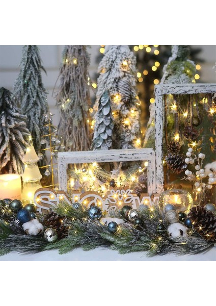 64 Adet Noel Süsleri Hediyeler Noel Ağacı Topları - Mavi Altın (Yurt Dışından)