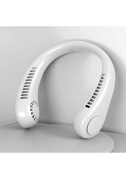 Beyaz 360 Derece Ayar 360 Derece Ayar Asılı Boyun Küçük Fan Bıçaksız Saç Kıvırma Yok Taşınabilir Küçük Düşük Gürültü Serin Masaj Rahatlama 3 Hız Modu (Yurt Dışından)