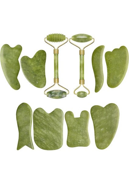 Doğal Siyah 2/3 Adet Doğal Taş Gua Sha Yüz Masajı Seti Guaj Kazıyıcı Arka Boyun Scratcher Masajı Yüz Masaj Aletleri Yeşim Rulo (Yurt Dışından)