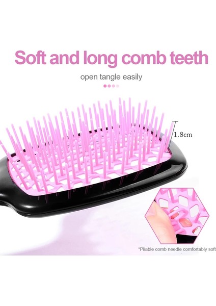Şeffaf Pembe Kafa Derisi Masajı Geniş Diş Hava Yastığı Tarak Anti Arapsaçı Anti-Statik Saç Fırçası Ev Kuaförlük Araçları Salon Dıy Aksesuarları (Yurt Dışından)