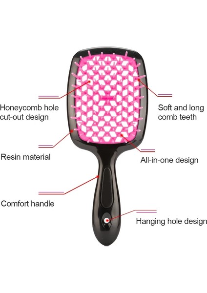 Şeffaf Pembe Kafa Derisi Masajı Geniş Diş Hava Yastığı Tarak Anti Arapsaçı Anti-Statik Saç Fırçası Ev Kuaförlük Araçları Salon Dıy Aksesuarları (Yurt Dışından) fırsatları