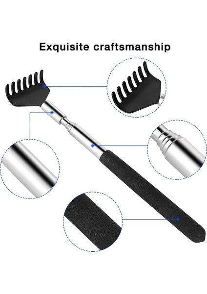 Mavi 1 Adet Metal Geri Scratcher Teleskopik Tpr Kauçuk Saplı Çelik Geniş Pençe, Yüz Kafa Derisi Popo Scratcher Sırt Masajı Aracı (Yurt Dışından) modelleri