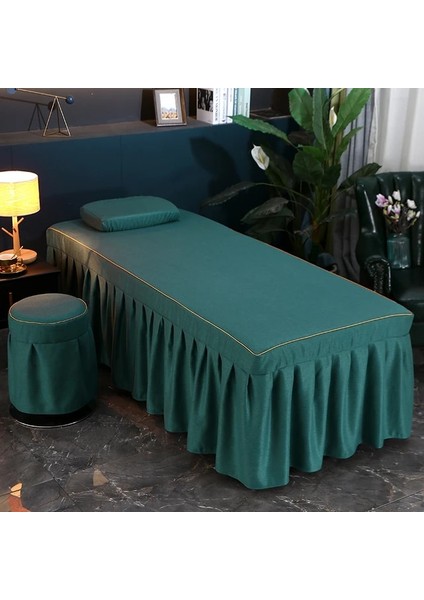 Yatak Etek Koyu Yeşil Kare 185X70 cm Kozmetik Pamuk ve Keten Yatak Örtüsü Çarşaf Lüks Madencilik Kulak Masaj Yatağı Salon Tek Kapak (Yurt Dışından)