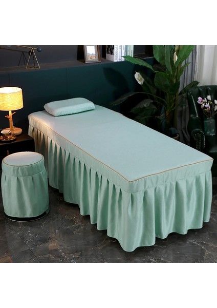 Yatak Etek Koyu Yeşil Kare 185X70 cm Kozmetik Pamuk ve Keten Yatak Örtüsü Çarşaf Lüks Madencilik Kulak Masaj Yatağı Salon Tek Kapak (Yurt Dışından)