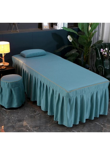 Yatak Etek Koyu Yeşil Kare 185X70 cm Kozmetik Pamuk ve Keten Yatak Örtüsü Çarşaf Lüks Madencilik Kulak Masaj Yatağı Salon Tek Kapak (Yurt Dışından)