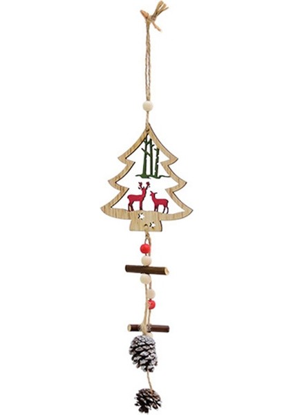 Noel Süs Ahşap Asılı Kolye Noel Ağacı Elk Noel A (Yurt Dışından)