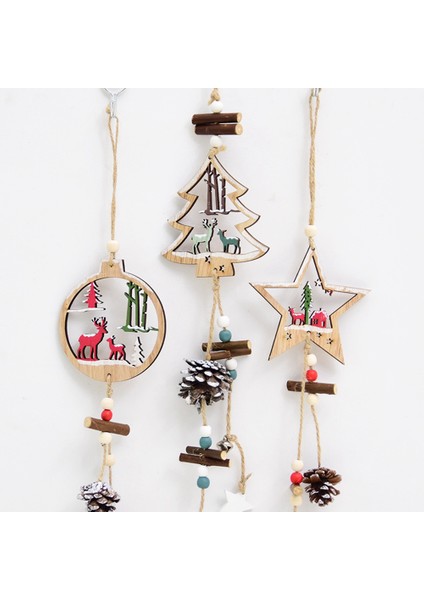 Noel Süs Ahşap Asılı Kolye Noel Ağacı Elk Noel A (Yurt Dışından)