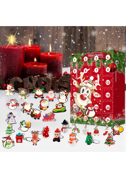 24 Adet Reçine Anahtarlık Dekorlu Çocuklar Için Noel Advent Takvimi (Yurt Dışından)
