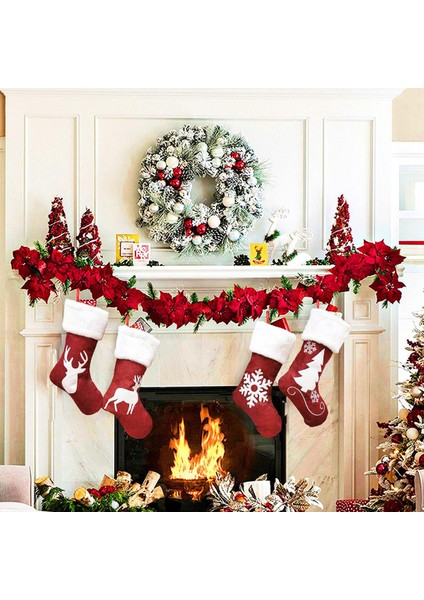 4'lü Paket Noel Çorapları Noel Ağacı Süslemesi Için Hediye Şeker Çantası (Yurt Dışından)