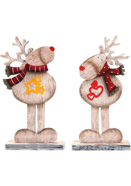 Ev Noel Süsü Için Ahşap Montajlı Noel Elk Dekorasyonu (Yurt Dışından)