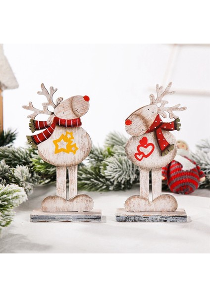 Ev Noel Süsü Için Ahşap Montajlı Noel Elk Dekorasyonu (Yurt Dışından)