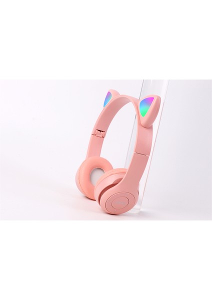 Katlanabilir Kulak Üstü Kablosuz Bluetooth Kulaklık Cat Ledli Çocuk Kulaklık