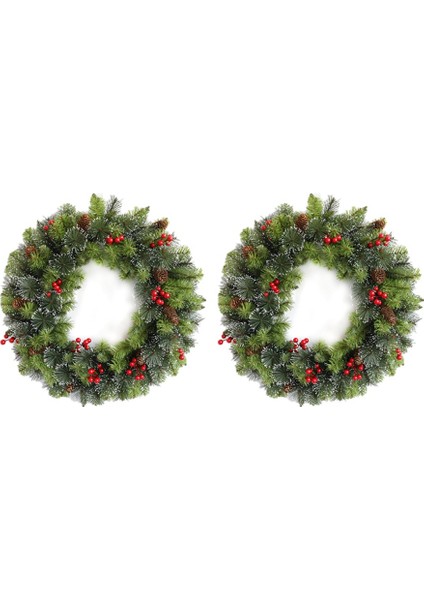 Noel Çelengi Çam Iğnesi Kırmızı Meyve Dekoratif Çelenk 40CM (Yurt Dışından)