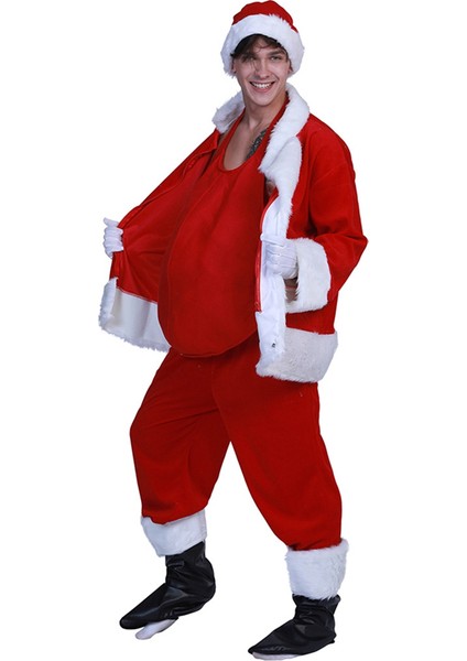 Komik Unisex Noel Baba Sahte Göbek Noel Sahne Gösterisi Sahne, Kırmızı (Yurt Dışından)