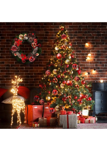 Noel Ağacı Için 44 Adet Noel Topları Süsleri - Kırmızı ve Altın (Yurt Dışından)