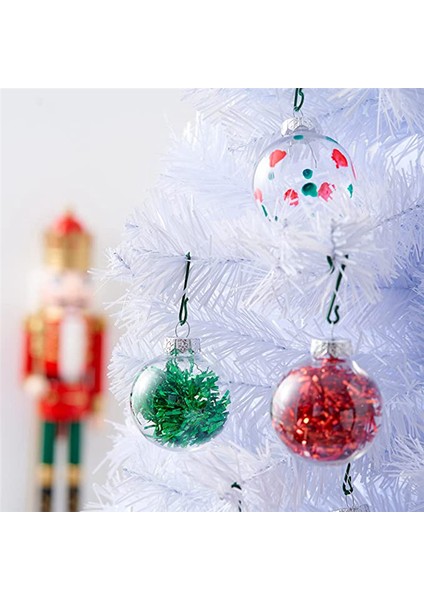 24PCS Şeffaf Plastik Doldurulabilir Noel Topları 8cm (Yurt Dışından)