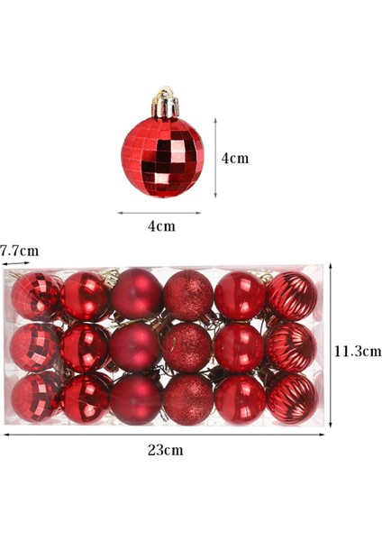 36PCS 4cm Plastik Noel Topu Inci Mat Işık Şekilli, Kırmızı (Yurt Dışından)