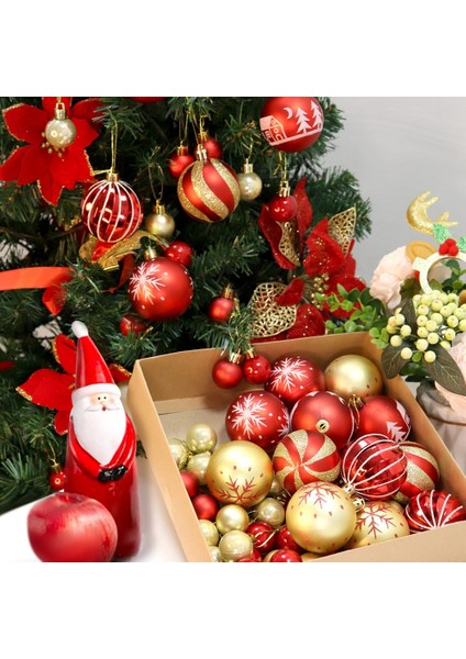 Noel Ağacı Için 44 Adet Noel Topları Süsleri - Kırmızı ve Altın (Yurt Dışından)
