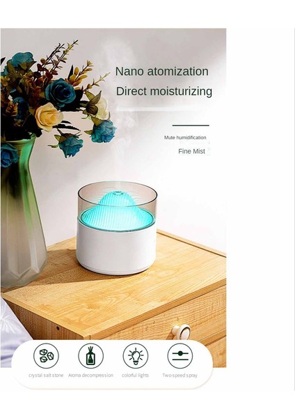 200ML USB Tuz Lambası Nemlendirici 2'si 1 Arada Gece Lambası Masaüstü Açık Yeşil (Yurt Dışından)