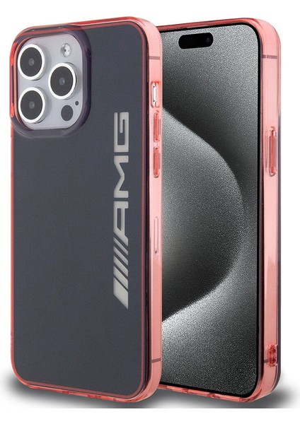 iPhone 15 Pro Max Kılıf Amg Orjinal Lisanslı Çift Katmanlı Şeffaf Büyük Logo Kapak Siyah