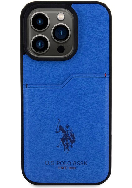 ZORE U.S. Polo Assn. iPhone 15 Pro Kılıf U.s. Polo Assn. Orjinal Lisanslı Baskı Logolu Pu Kartlıklı Kapak Mavi