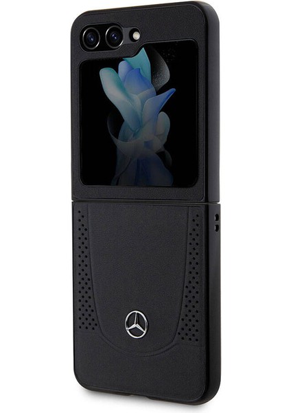 Galaxy Z Flip 5 Kılıf Mercedes-Benz Orjinal Lisanslı Metal Yıldız Logolu Urban Deri Kapak Siyah modelleri