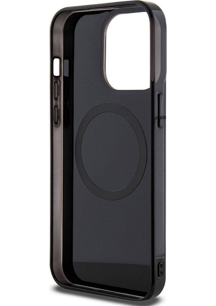 ZORE Mercedes-Benz iPhone 15 Pro Kılıf Mercedes-Benz Orjinal Lisanslı Magsafe Şarjlı Paralel Çizgi Desenli Siyah