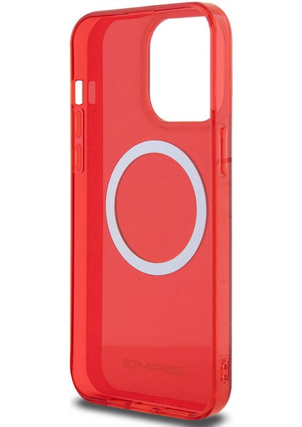 ZORE AMG iPhone 15 Pro Max Kılıf Amg Orjinal Lisanslı Magsafe Şarj Özellikli Transparan Kapak Kırmızı