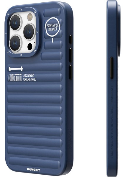 iPhone 15 Pro Max Kılıf Mat Renkli Tasarım Youngkit Original Serisi Kapak Mavi