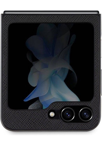 Galaxy Z Flip 5 Kılıf Orjinal Lisanslı K&c Metal Logolu Saffiano Kapak Siyah modelleri