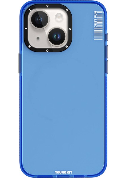 YoungKit iPhone 15 Kılıf Pürüzsüz Düz Arka Yüzey Youngkit Crystal Color Serisi Kapak Mavi