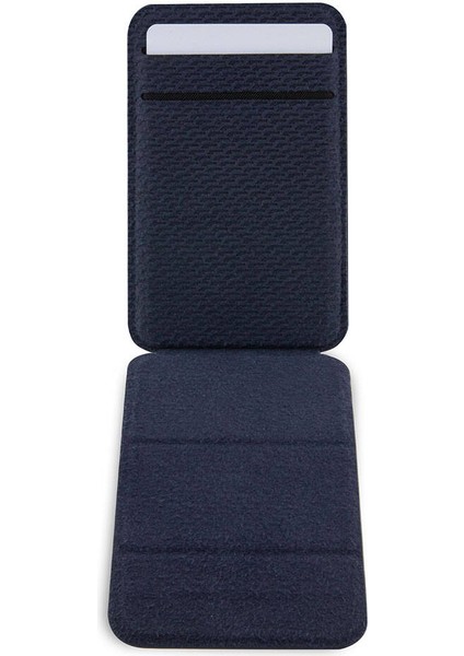 Orjinal Lisanslı Magsafe Şarj Özellikli Metal Logolu Standlı Kartlık Lacivert fırsatları