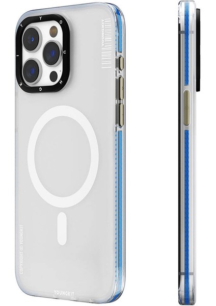 YoungKit iPhone 15 Pro Max Kılıf Magsafe Şarj Özellikli Youngkit Jiansha Serisi Kapak Mavi