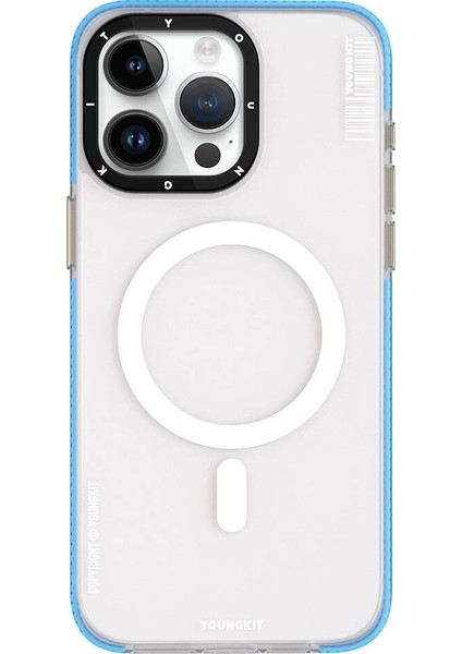 YoungKit iPhone 15 Pro Max Kılıf Magsafe Şarj Özellikli Youngkit Jiansha Serisi Kapak Mavi