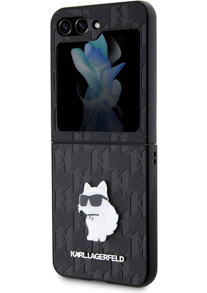 Galaxy Z Flip 5 Kılıf Orjinal Lisanslı Kl Desenli Choupette Ikonik Saffiano Siyah modelleri
