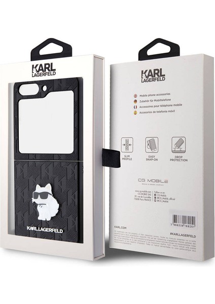 Galaxy Z Flip 5 Kılıf Orjinal Lisanslı Kl Desenli Choupette Ikonik Saffiano Siyah indirimleri