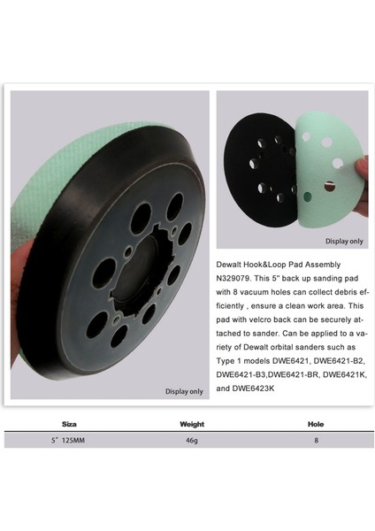 Zoroom 2x 5 Inç Kanca ve Döngü Yedek Zımpara Pedi Dewalt-Fit DWE6421/6421K, DWE6423/6423K, DCW210B Rastgele Parça Zımpara Makinesi (Yurt Dışından) modelleri
