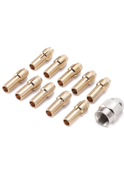 Grapety 11 Adet Pirinç Pens + Somun Seti 0.5-3.2mm Elektrikli Taşlama Dört Loblu Bakır Chuck 4.8mm Sap Çapı Döner Matkap Ucu Chuck Somun Aracı (Yurt Dışından) modelleri