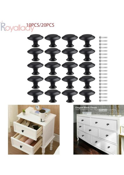 Topuz Kolu Paslanmaz Çelik 30MM Yuvarlak Topuz Kolu Dolap Banyo Siyah Vidalar Kavrama 10/20 Adet (Yurt Dışından)